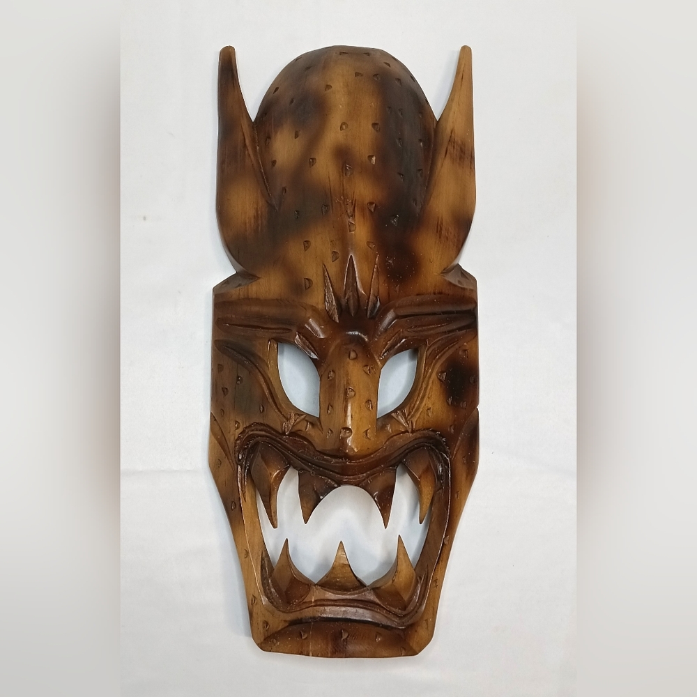 Vintage Wooden Tribal Mask MADE IN PHILIPPINES